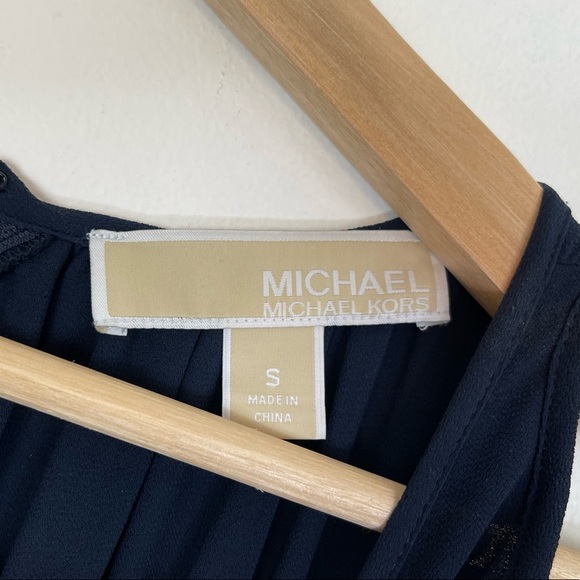 Michael Kors Navy Blue Scoop Neck Ruched Flowy Maxi Dress | Size Small - Picture 5 of 8